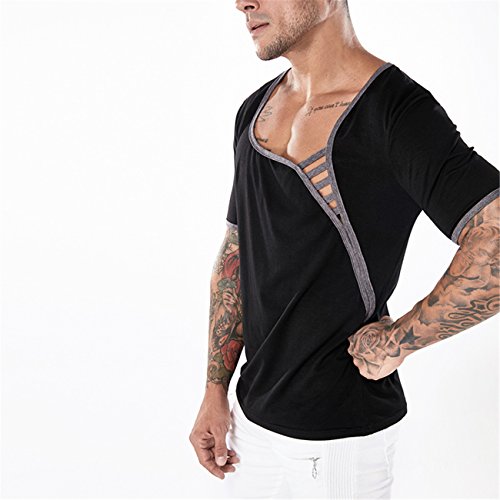 Legogo Pure Clor - Camiseta de manga corta para hombre Negro
 L