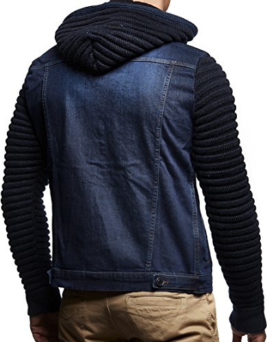 Leif Nelson Chaqueta con Capucha Chaqueta de Mezclilla de los Hombres LN-5240 Azul Small