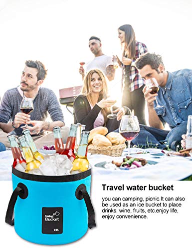 LIBERRWAY Cubo plegable para acampar, contenedor de almacenamiento de agua portátil, 20 L, cubo plegable para viajar, senderismo, pesca, navegación, jardinería-azul