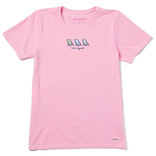 Life Is Good Mujer Vintage Crusher T-Shirt Sillas Playa Vintage Crusher T-Shirt Sillas Playa, Mujer Unisex, 62603, Rosa Feliz, S