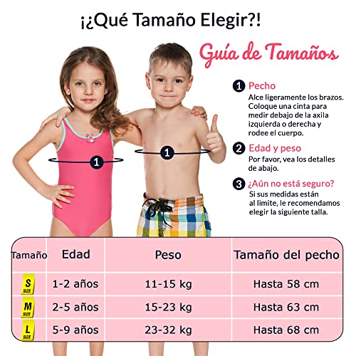 Limmys Chaleco de Natación de Neopreno de la Marca Premium para Niños - Flotador para el Aprendizaje de la Natación Ideal para Niñas - Incluye una Bolsa con Cordón Extra