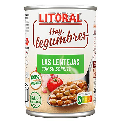 LITORAL Hoy Legumbres Lentejas con su sofrito - Paquete de 15 x 425g (Total: 6.375 kg)