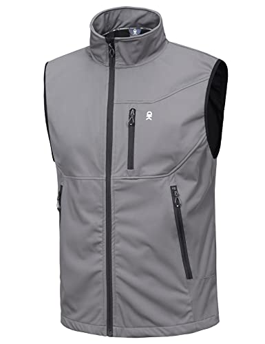 Little Donkey Andy Chaleco ligero Softshell para hombre, chaqueta sin mangas a prueba de viento para viajes, senderismo, correr, golf, gris, L