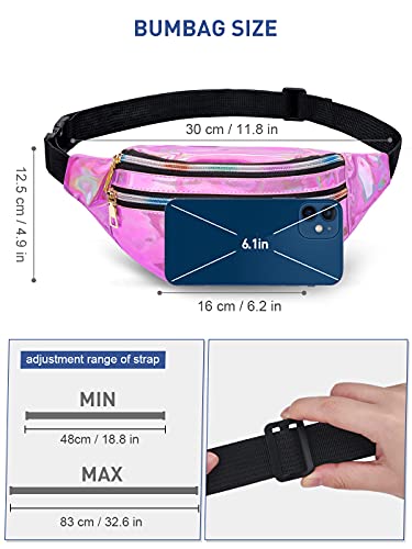 LIVACASA Riñoneras Mujeres Running Impermeables Riñoneras Deportivas de Marcha Running Bolsa de Cintura Bandorela Brillante para Correr Cicismo Paseo Unisex Rosa