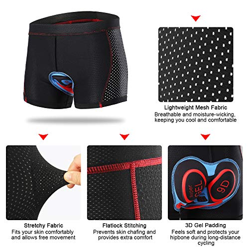 Lixa-da Cycling Shorts Pantalones Cortos de Silicona Ropa Interior Transpirable para Ciclismo con 5D Gel Acolchado MTB Unisexo