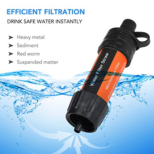 Lixada Filtro de Agua Portátil Sistema de Filtración de Agua Mini para Emergencia Supervivencia Acampada Viaje Mochilero 1/2pcs 5000L