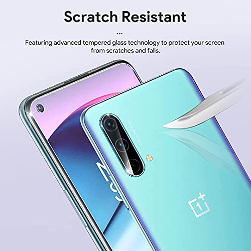 LϟK 4 Pack Protector de Pantalla Compatible con Oneplus Nord CE 5g con 2 Pack Cristal Templado y 2 Pack Protector de Lente de Cámara - Sin Burbujas Dureza 9H Kit Fácil instalación