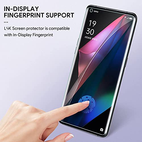 LϟK 4 Pack Protector de Pantalla para OPPO Find X3 Pro con 2 Pack HD Película de TPU y 2 Pack Protector de Lente de Cámara - Sin Burbujas Huella Digital Ultrasónica Instalación Fácil