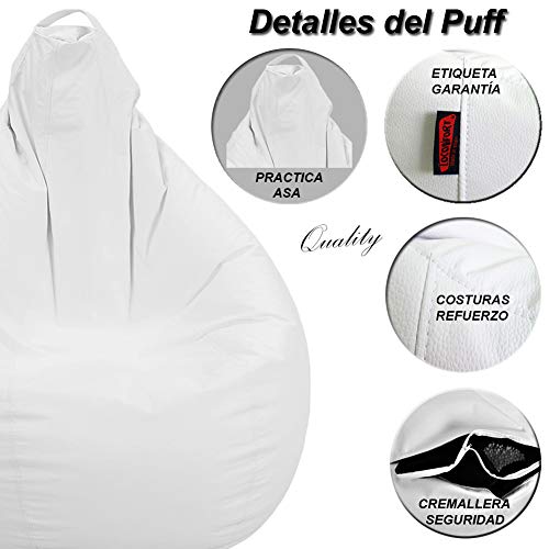 loconfort Puff Pera Personalizado con TU Nombre, Poli Piel Beig (XL Adulto, Lila)