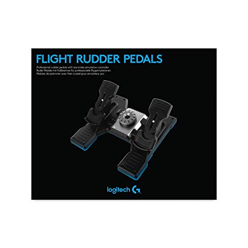 Logitech G Saitek Pro Flight Rudder Pedals, Timón/Pedales para Vuelo y Freno para Simullación de Vuelo, Centrado Automático, Tensión Ajustable, USB, PC - Negro