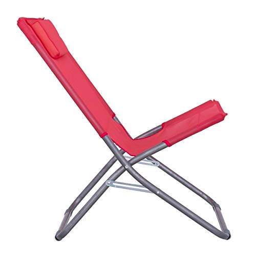 LOLAhome Silla de Playa con cojín reposacabezas Coral de textileno de 59x49x76 cm