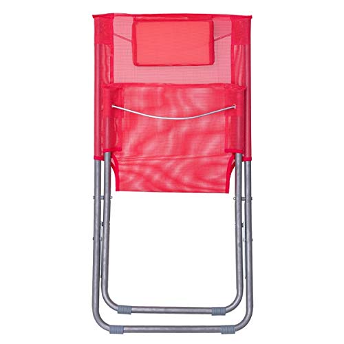 LOLAhome Silla de Playa con cojín reposacabezas Coral de textileno de 59x49x76 cm