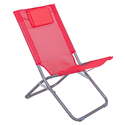 LOLAhome Silla de Playa con cojín reposacabezas Coral de textileno de 59x49x76 cm