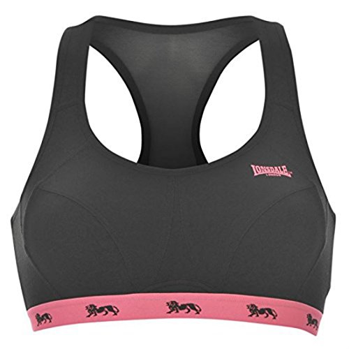 Lonsdale Top deportivo para mujer, Negro/rosa flúor., 90B