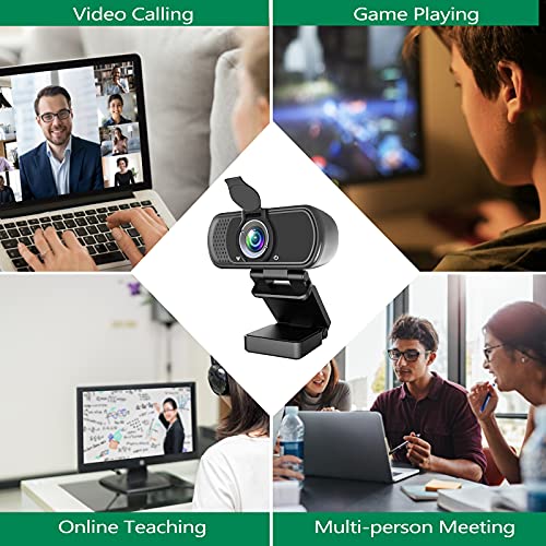 LONXAN Webcam con micrófono 1080P HD Webcam con tapa de lente USB 2.0 Plug & Play, compatible con Windows/Linux/Android para transmisión en directo, videollamadas y conferencias