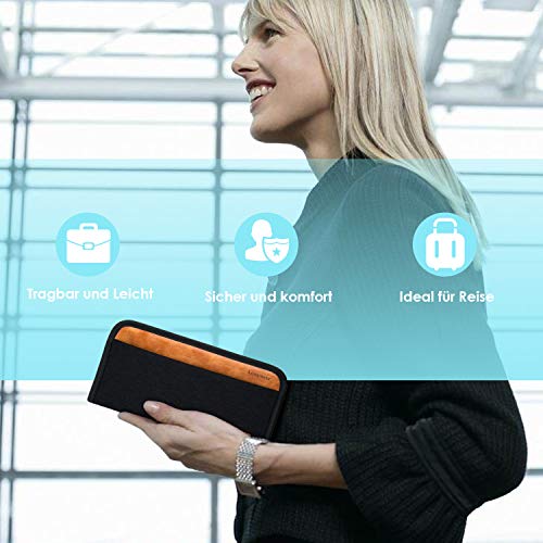 Looxmeer Cartera de Pasaporte de Viaje, Funda de Pasaporte para Documentos de Viaje, Funda Protectora con Protección RFID, Protector Pasaporte para Tarjeta de Crédito y Billetes, Negro