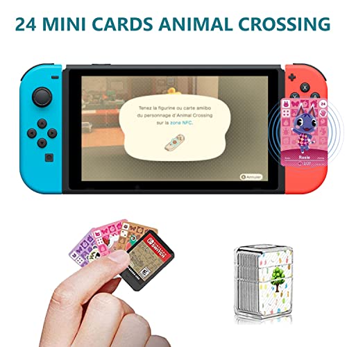 Lote de 24 tarjetas NFC para Amiibo Animal Crossing New Horizon compatible con Nintendo Switch Lite Wii U New 3DS Rare Villageois Serie 1 a 4 con funda de almacenamiento