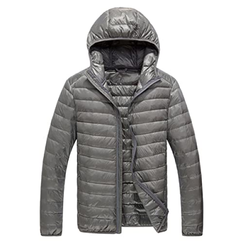 LSZA Chaqueta de Plumas,Men Winter Keep Warm 90% White Eider-Down Jacket Clothing Male Slim fit Hooded Casual Slim Down Jacket Plus Size 6XL,Gray,XL