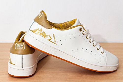 Luanvi FS Valencia - Zapatillas Fútbol sala, Unisex Adultos, Blanco Dorado, 44