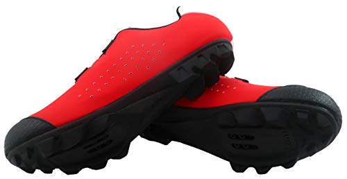 LUCK Zapatilla de Ciclismo MTB ÍCARO con Suela de Carbono y Sistema rotativo de precisión acompañada de un Velcro. (43 EU, Rojo)