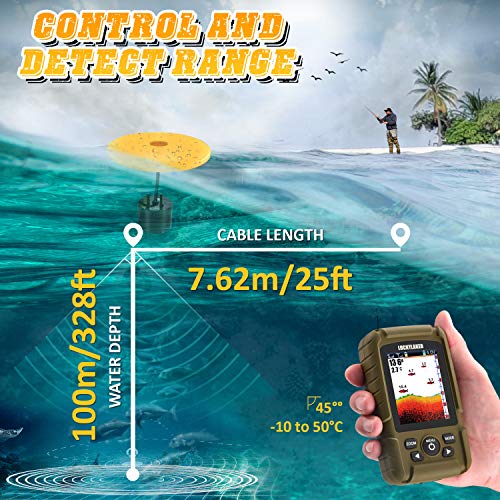 LUCKY Profundidad Portátil Buscador de Pesca Barco Profundidad Sonda de Pesca Sonar Impermeable Buscador de Peces LCD Pantalla Kayak Pesca en el Mar