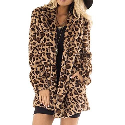 Luckycat Mujer Liquidación de la Venta de Las Espesa cálido Invierno Manga Larga Sudadera con Capucha Damas Estampado de Leopardo cárdigans Jersey Puente de la Chaqueta de Cuello abatible