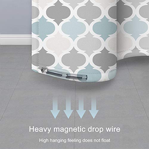 LxwSin Cortina de Ducha Geométrica, Cortina de Ducha Antimoho, Cortina de Ducha de Baño 100% Poliéster, Impermeable Más Gruesa, Cortina de Ducha Gris Lavable y Antibacteriana con 12 Anillos, 180x180cm