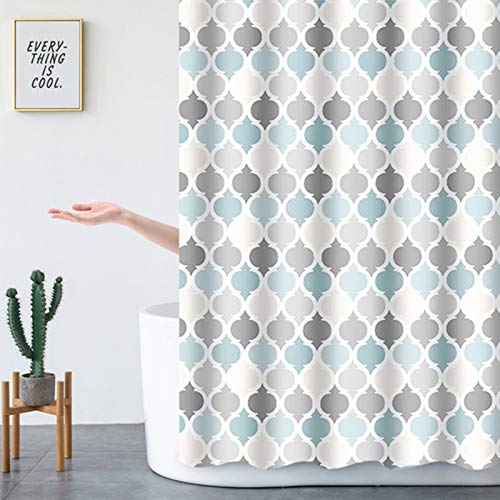 LxwSin Cortina de Ducha Geométrica, Cortina de Ducha Antimoho, Cortina de Ducha de Baño 100% Poliéster, Impermeable Más Gruesa, Cortina de Ducha Gris Lavable y Antibacteriana con 12 Anillos, 180x180cm