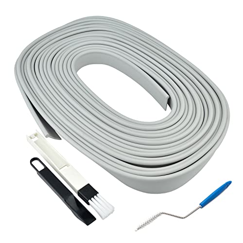 Mabeeze Protector para Riel de Toldo de 12 m – Protección de PVC Gris Claro para Evitar Manchas Negras – Incluye 2 Cepillos Pequeños de Limpieza