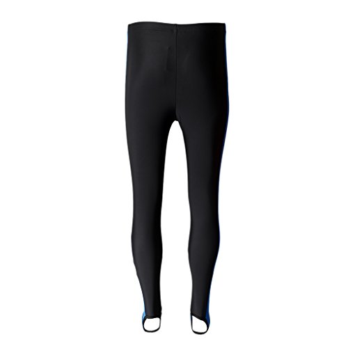 MagiDeal Traje de Neopreno Pantalones Largos Esnórquel Buceo Surf Pesca Submarina Deportes - Franja Azul Negra, XXL