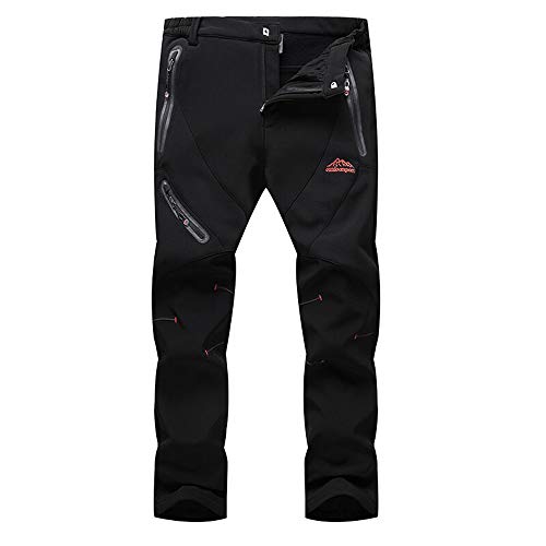 Maifly Pantalones de Softshell para Hombre, Impermeables, Transpirables, para Senderismo, Invierno, Gruesos, cálidos, de esquí, XXL