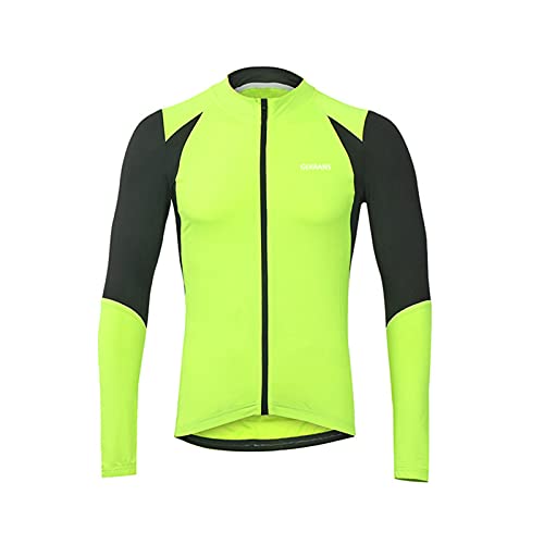 Maillot Bicicleta Hombre Mangas Largas Acolchado Forro Térmico de Lana Ciclismo Jerseys Bicicleta Camisa Cremallera con Bolsillos Invierno (Green,5XL)