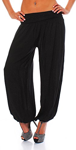 Malito Bombacho Aladin Harem Pantalón Boyfriend Baggy Yoga 1482 Mujer Talla Única (Negro)