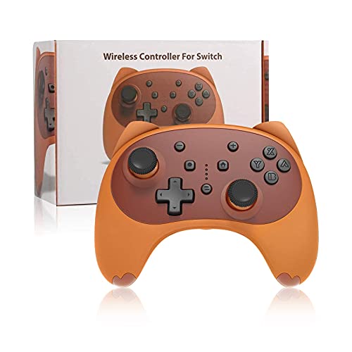 Mando para Nintendo Switch, KINGEAR Inalambrico Pro Controller Compatible con Switch/Switch Lite/PC, Kawaii Gato Gamepad Joystick con 6 Ejes/Turbo/Control de movimiento