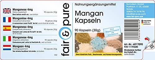 Manganeso 4mg - Gluconato de Manganeso natural y vegano - Oligoelemento - Alta pureza - 90 Cápsulas