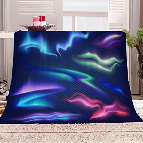 Mantas Auroras Boreales Oscuras Sherpa Reversible con Estampado de para niños Adultos Manta de Microfibra Suave cálida y sólida para Cama sofá y Viaje 130x150 cm