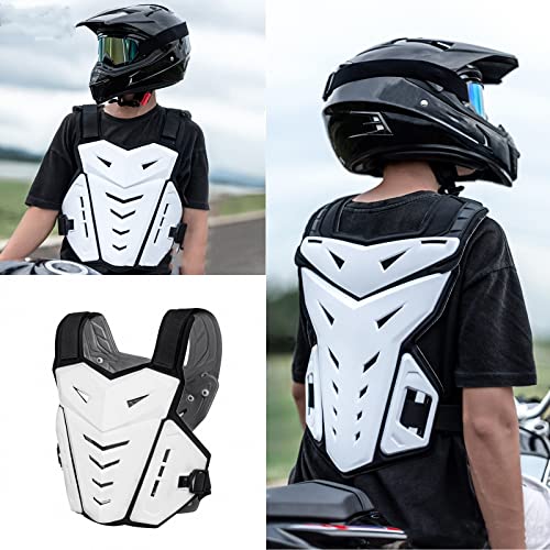 MAOTN Chaleco MTB Protector Espalda de Motocicleta, Armadura Protectora Carreras de Peto Motocross Enduro,proteccione Pecho, esquí para ​Deportes al Aire Libre,Moto para Karts,White,Size