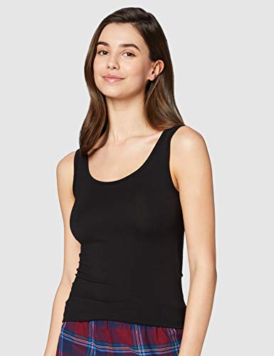 Marca Amazon - IRIS & LILLY Camiseta Interior Térmica Ligera de Tirantes para Mujer, Pack de 2, Negro (Black), XS, Label: XS