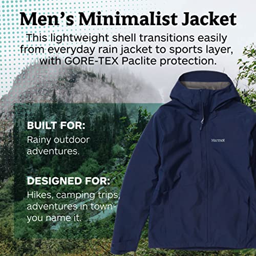 Marmot Minimalist Jacket Chubasquero Rígido, Chaqueta Impermeable, A Prueba De Viento, Impermeable, Transpirable, Hombre, Arctic Navy, M