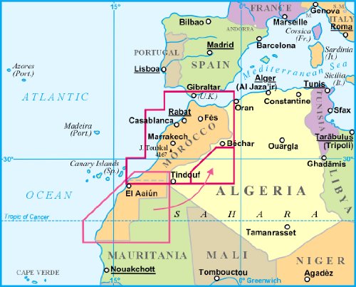 Marruecos, 1:1 250 000, geográfica Mapa, Gizi