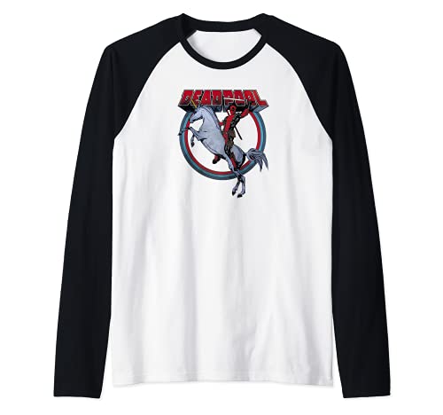 Marvel Deadpool Unicorn Mount Camiseta Manga Raglan