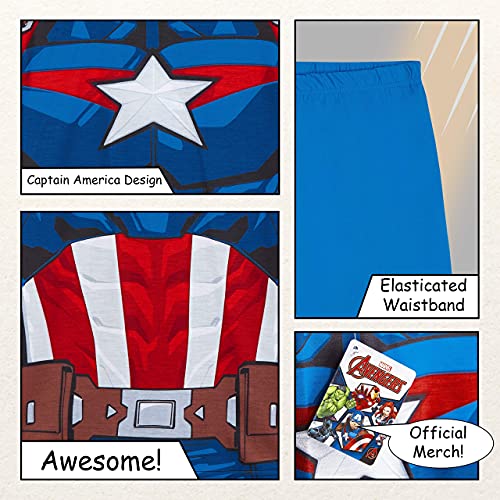 Marvel Pijama Niño Capitan America, Pijamas Niños Cortos, Merchandising Oficial Regalos para Niños y Adolescentes Edad 4-14 Años (Azul, 11-12 años)