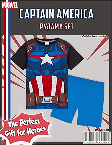 Marvel Pijama Niño Capitan America, Pijamas Niños Cortos, Merchandising Oficial Regalos para Niños y Adolescentes Edad 4-14 Años (Azul, 11-12 años)