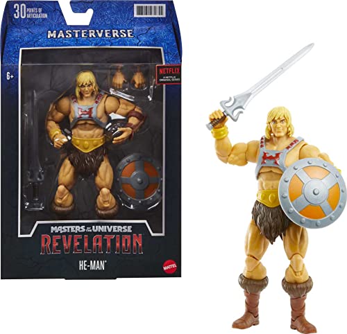 Masters of the Universe Revelation, Figura He-Man, muñeco articulado de juguete (Mattel GYV09)