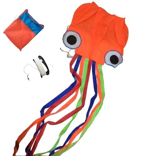 Mayco Bell Pulpo Cometa Nylon y poliéster Material - Juguete Niños Juegos Al Aire Libre Actividades - Plegable Grande 71 x 400 cm | Extra de 100 Metros De Línea (Naranja)