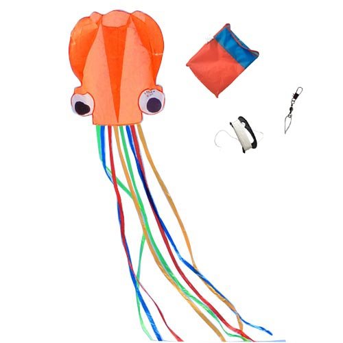 Mayco Bell Pulpo Cometa Nylon y poliéster Material - Juguete Niños Juegos Al Aire Libre Actividades - Plegable Grande 71 x 400 cm | Extra de 100 Metros De Línea (Naranja)