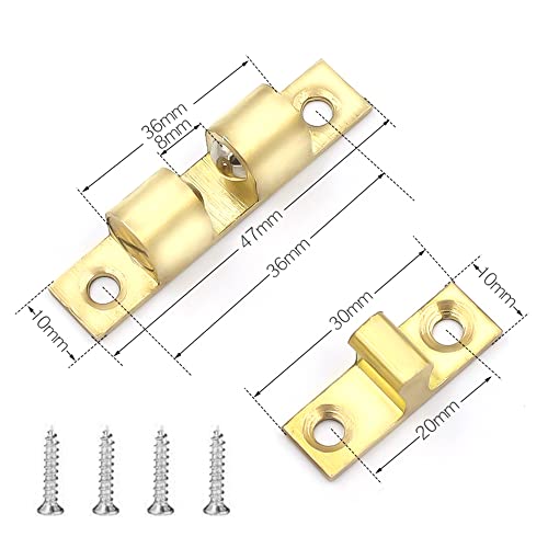 Mecmbj Cierre de rodillo de tensión de doble bola, cierre de bola de cobre ajustable para muebles, herrajes con tornillos para armario, armario, puerta, cocina, baño, armario, armario