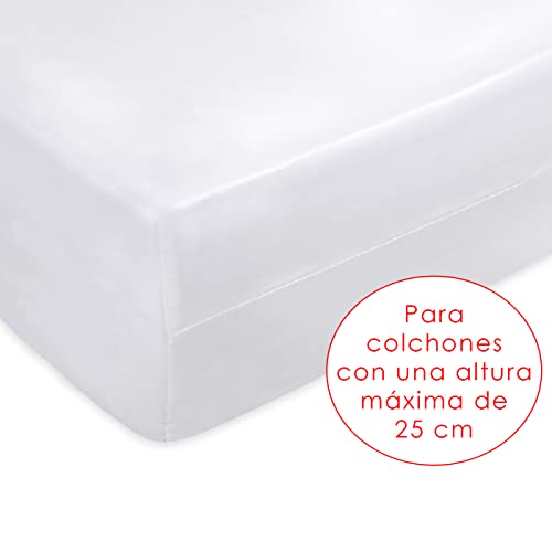 MERCURY TEXTIL-Funda de colchón, Microfibra, Anti ácaros, Anti bacterias, Transpirable, Estira hasta 25cm de Profundidad, Funda de colchón con Cremallera (Cama 90)