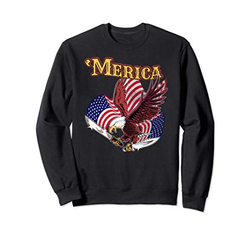 Merica! Funny 2nd Amendment Joke Eagle with Knives and Flags Sudadera