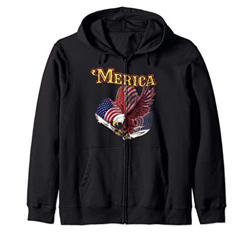 Merica! Funny 2nd Amendment Joke Eagle with Knives and Flags Sudadera con Capucha